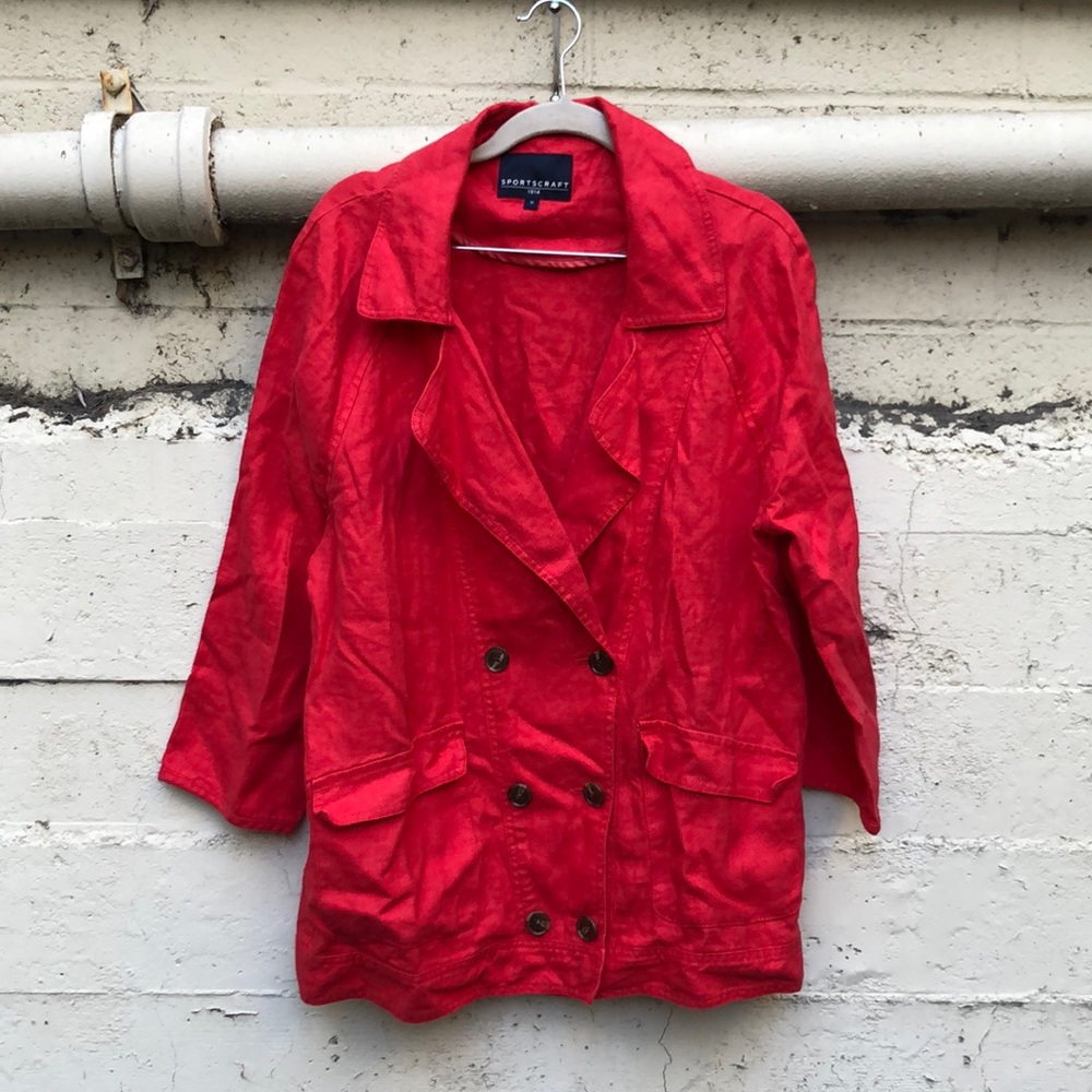 Sportscraft 1914 red linen jacket size 10